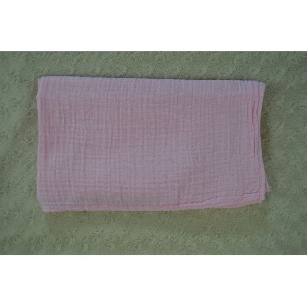 LuLuJo Baby Blanket Solid Pink Muslin Swaddle Square Lovey Cotton